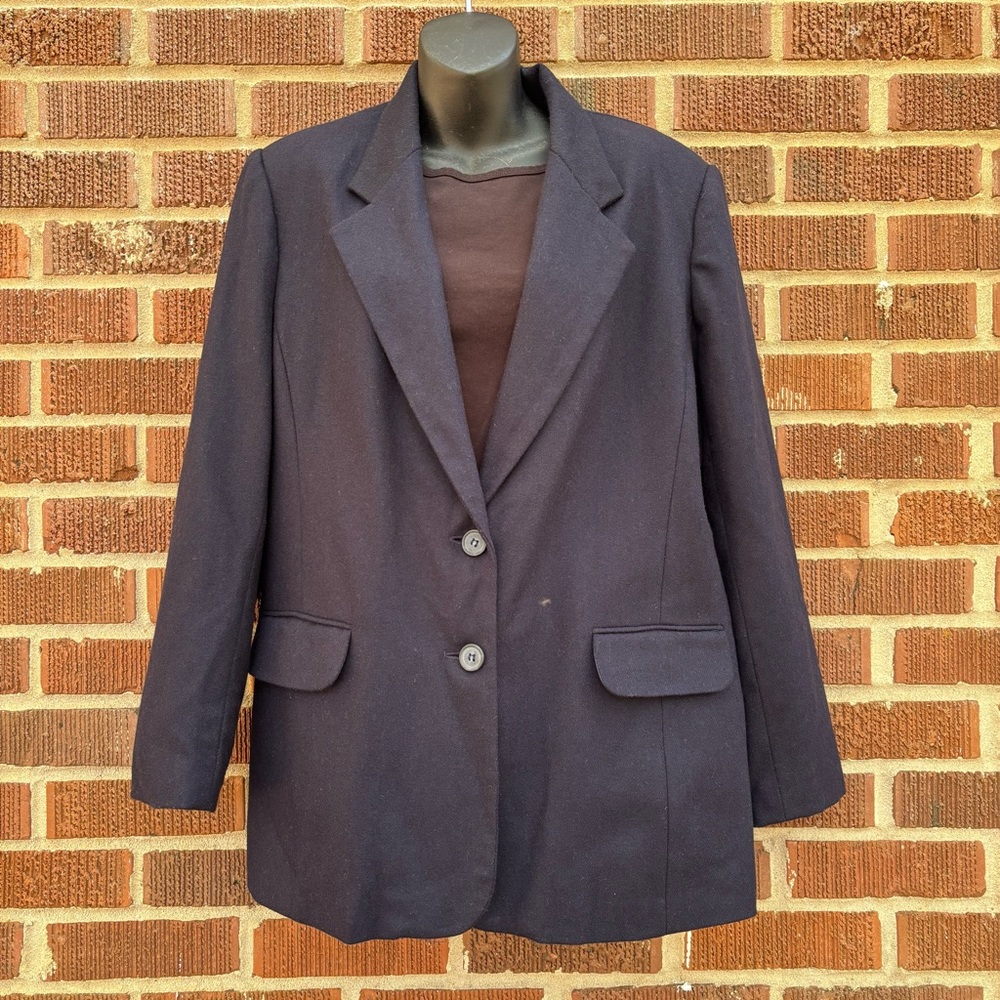 Bentley Vintage Preppy Two Button Blue 95% Wool Blend Blazer Women’s 14